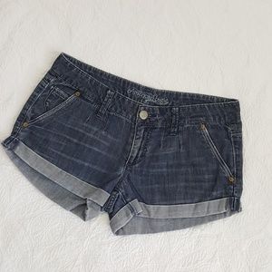 American Eagle Dark Wash Factory Faded Shorts Sz 6